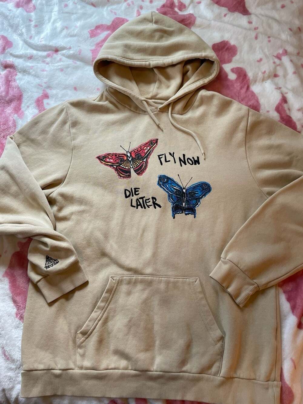 Brixton Visual Relay Fly Now Die Later Butterfly Hoodie Size L